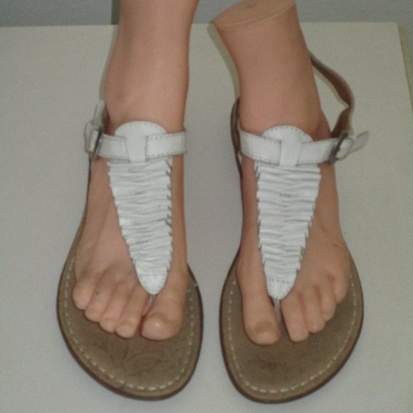 Born b.o.c. Womens White Leather T-Strap Flip Flop Flat Sandal - Size 10M - Picture 4 of 6